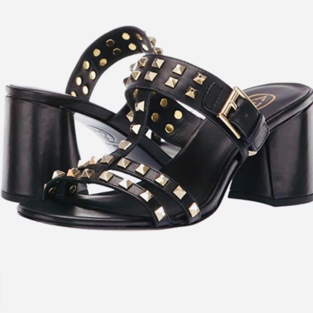 Ash Black Heeled Mules Sandals Size 8 EUR 39